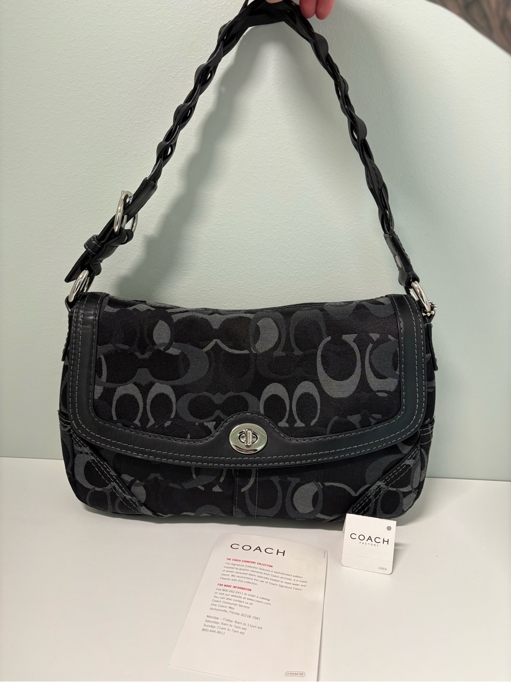 NWT 2007 Coach Chelsea Optic Signature Turlock Flap Shoulder Bag Style 10993